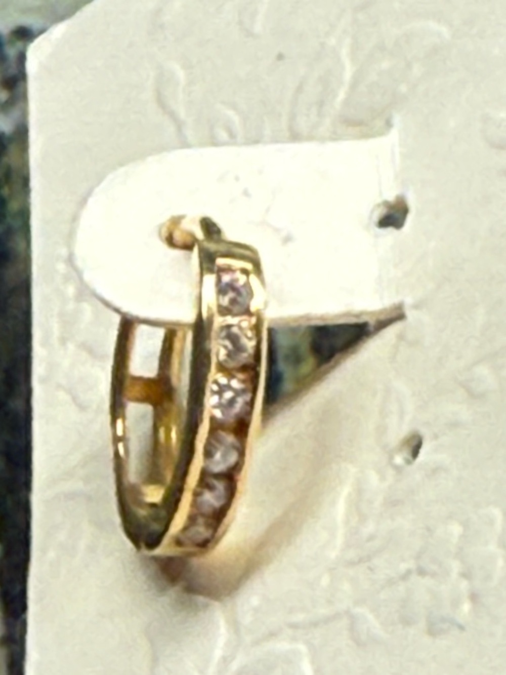 Gold filled hoops earrings “DJE” hallmark w CZs  -small -sterling‎ silver 925